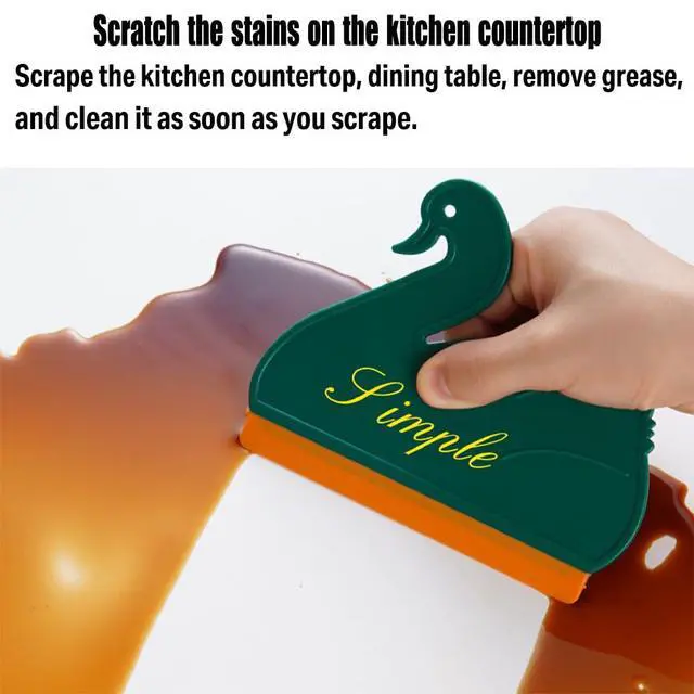 Alt view image 4 of 7 - Squeegee Bathroom Glass Door Cleaning Scraper with Hanging Hook, Silicone Mini Kitchen Countertop Squeegee, Water Wiper Scraper for Sink Tiles Cleaning Tools (Swan 2PCS)