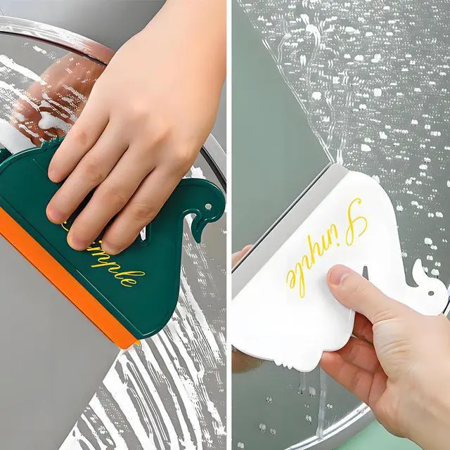Alt view image 5 of 7 - Squeegee Bathroom Glass Door Cleaning Scraper with Hanging Hook, Silicone Mini Kitchen Countertop Squeegee, Water Wiper Scraper for Sink Tiles Cleaning Tools (Swan 2PCS)