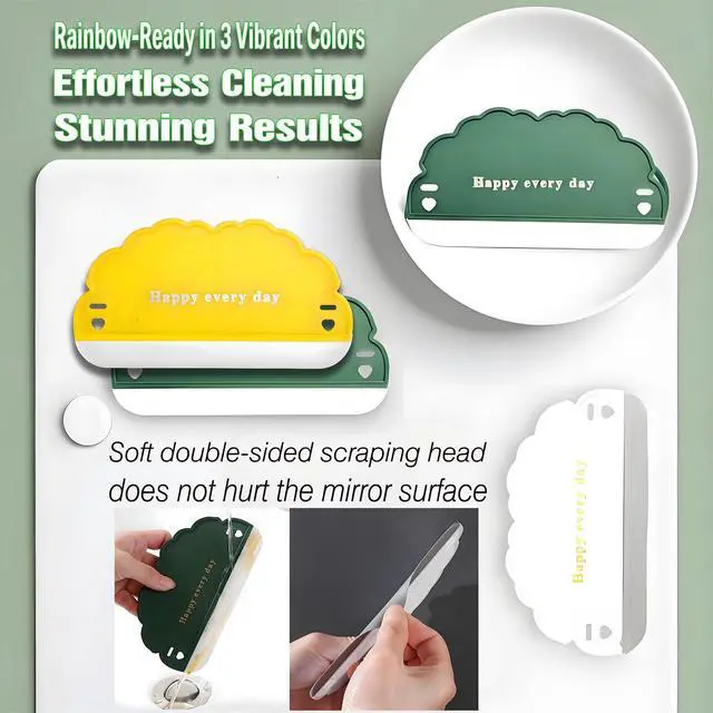 Alt view image 2 of 7 - Squeegee Bathroom Glass Door Cleaning Scraper with Hanging Hook, Silicone Mini Kitchen Countertop Squeegee, Water Wiper Scraper for Sink Tiles Cleaning Tools (Cloud 3PCS)