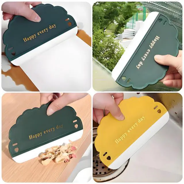 Alt view image 6 of 7 - Squeegee Bathroom Glass Door Cleaning Scraper with Hanging Hook, Silicone Mini Kitchen Countertop Squeegee, Water Wiper Scraper for Sink Tiles Cleaning Tools (Cloud 3PCS)