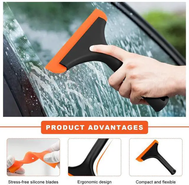 Alt view image 3 of 6 - Small Silicone Window Squeegee, 5.9" Window Cleaning Tool Water Wiper with Non-Slip Handle, Multi-Purpose Windshield Water Blade Squeegee for Glass Mirror Countertop