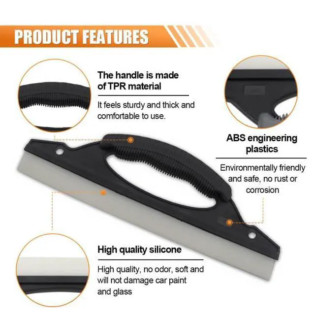Alt view image 3 of 7 - Squeegee Car Dryer Car Water Scraper Tool, 12 Inch Silicone Wiper Board Car Windshield Squeegee with Handle, Shower Squeegee Wiper Blade for Auto Windows Glasses Doors Mirrors Tile Walls