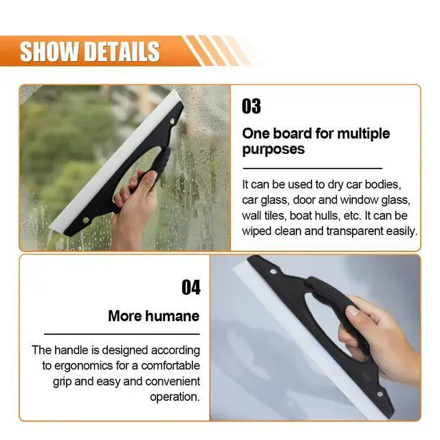 Alt view image 5 of 7 - Squeegee Car Dryer Car Water Scraper Tool, 12 Inch Silicone Wiper Board Car Windshield Squeegee with Handle, Shower Squeegee Wiper Blade for Auto Windows Glasses Doors Mirrors Tile Walls