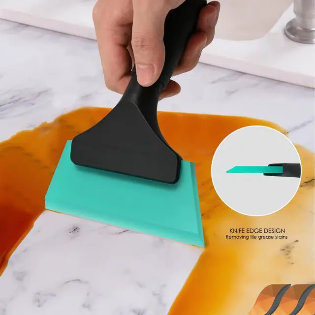 Alt view image 4 of 7 - Small Squeegee 5 inch Rubber Window Tint Windshield Scraper for Car,Glass, Mirror, Shower, Door,Bathroom Cleaning (Light Blue)