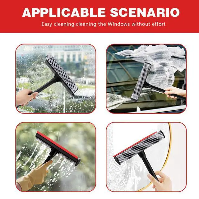 Alt view image 5 of 6 - Professional 8.1" 2 in 1 Window Squeegee with 16" Long Handle,Car Squeegee for Gas Station,Home,CarGlass,Shower,Outdoor High Window Cleaning