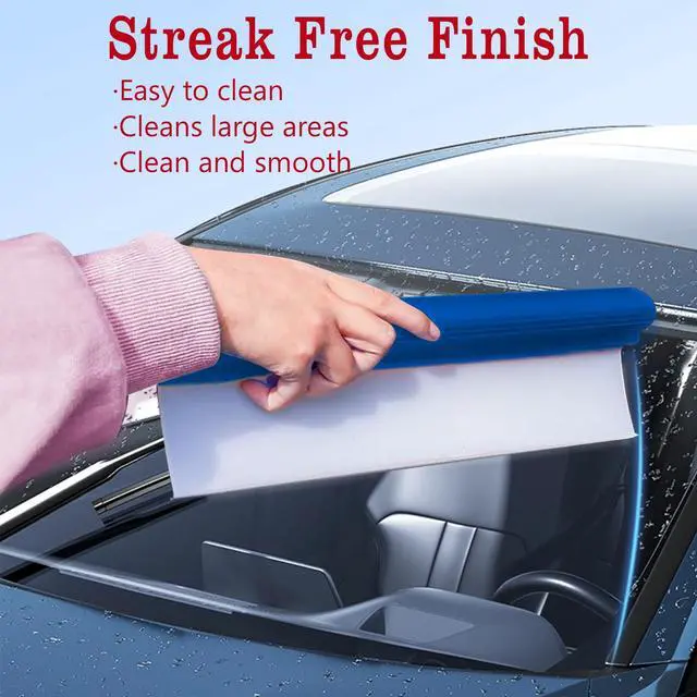 Alt view image 2 of 6 - Blue Silicone T-Bar Car Squeegee - 12 Inch Car Window Squeegee for Drying, Professional Flexible One Pass Water Blade Auto Water Blade Cleaning for, Windshield, Glass, Window, Mirror