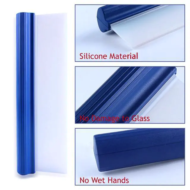 Alt view image 4 of 6 - Blue Silicone T-Bar Car Squeegee - 12 Inch Car Window Squeegee for Drying, Professional Flexible One Pass Water Blade Auto Water Blade Cleaning for, Windshield, Glass, Window, Mirror