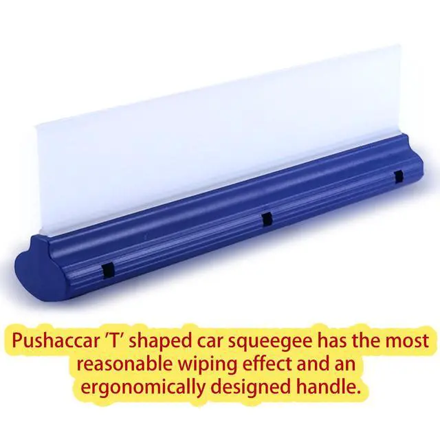 Alt view image 5 of 6 - Blue Silicone T-Bar Car Squeegee - 12 Inch Car Window Squeegee for Drying, Professional Flexible One Pass Water Blade Auto Water Blade Cleaning for, Windshield, Glass, Window, Mirror
