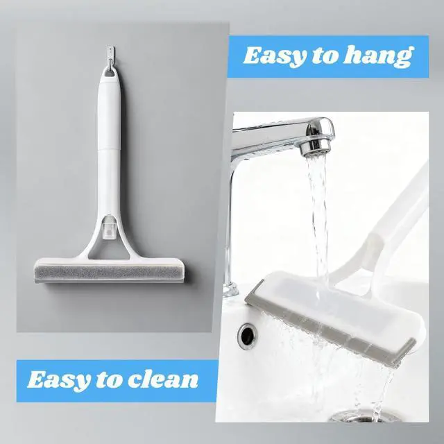 Alt view image 5 of 7 - 3 in 1 Window Cleaning Scraper with 2 Replaceable Cleaning Cotton Strips, 3 in 1 Spray Squeegee for Home Glass Doors Car Windows Glass, All-Purpose Window Cleaner Tool(1pc White & 1pc Blue)