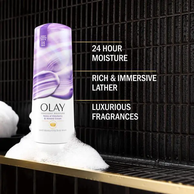 Alt view image 2 of 7 - Body Wash for Women, Indulgent Moisture, 24hr Moisturizing & Nourishing Formula, Infused with Vitamin B3 Complex, Luxurious Fragrances, Elderberry & Almond Cream Scent, 20 fl oz