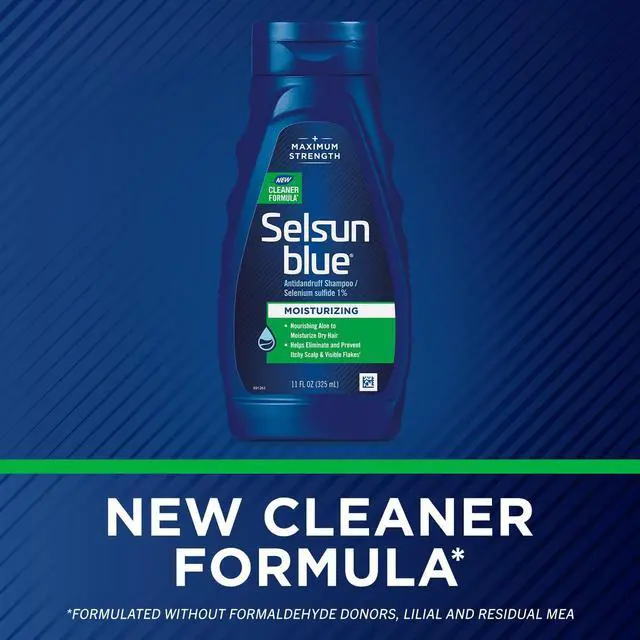 Alt view image 2 of 7 - Blue Moisturizing Antidandruff Shampoo, Maximum Strength Scalp Treatment With Selenium Sulfide, 11 fl. oz.