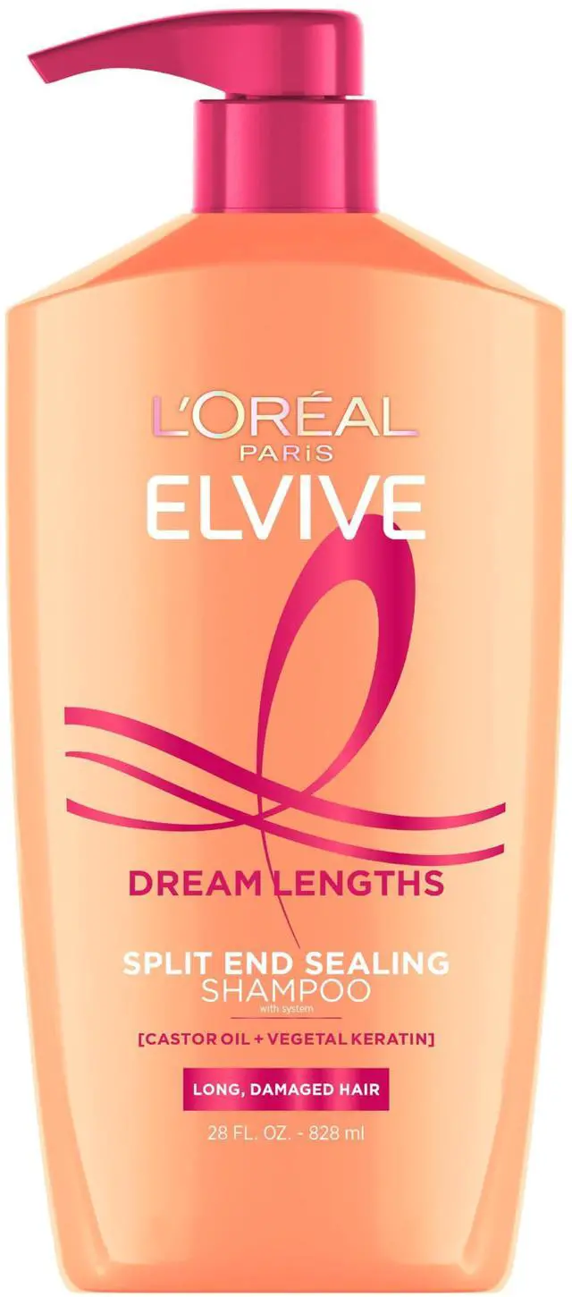 Main image of Elvive Dream Lengths Restoring Shampoo With Fine Castor Oil and Vitamins B3 and B5 for Long, Damaged Hair, Visibly Repairs Damage Without Weighdown With System, 28 Fl Ounce