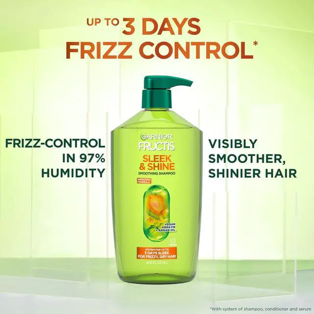 Alt view image 2 of 7 - Fructis Sleek & Shine Shampoo, Smoothing Shampoo for Frizzy, Dry Hair with Argan Oil and Vegan Keratin, 33.8 Fl Oz (Packaging May Vary)