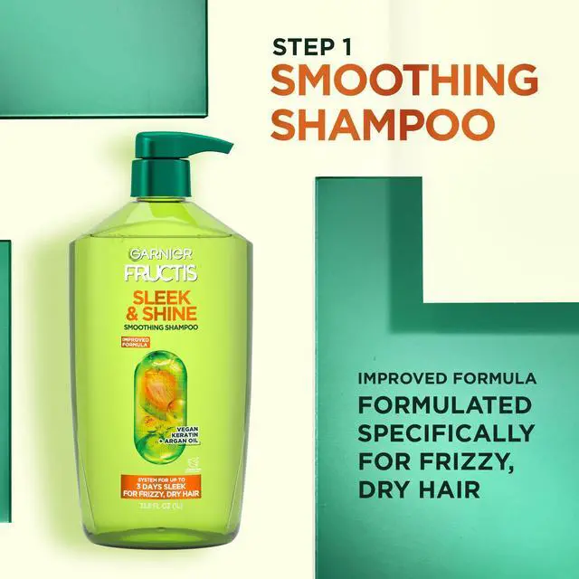 Alt view image 4 of 7 - Fructis Sleek & Shine Shampoo, Smoothing Shampoo for Frizzy, Dry Hair with Argan Oil and Vegan Keratin, 33.8 Fl Oz (Packaging May Vary)