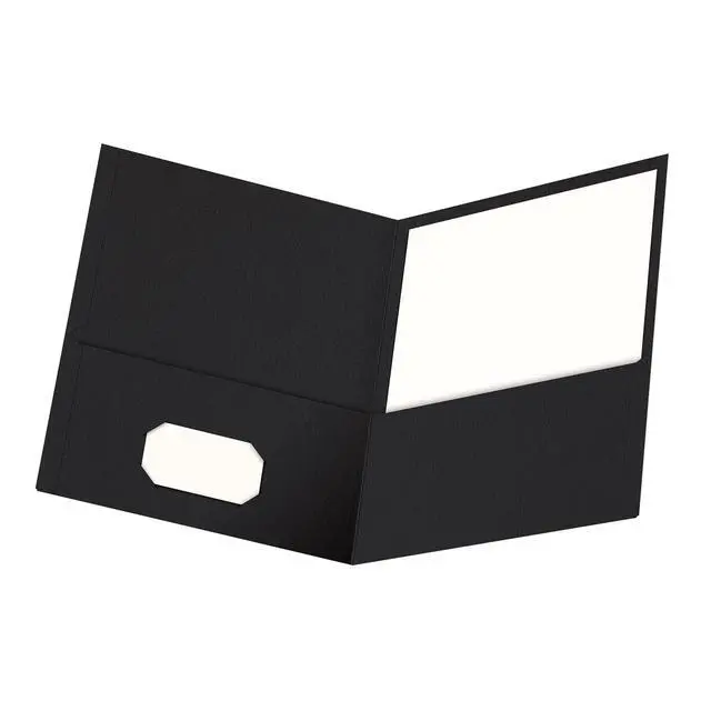 Alt view image 2 of 7 - Twin-Pocket Folders, Textured Paper, Letter Size, Black, Holds 100 Sheets, Box of 25 (57506EE), 8-1/2 x 11