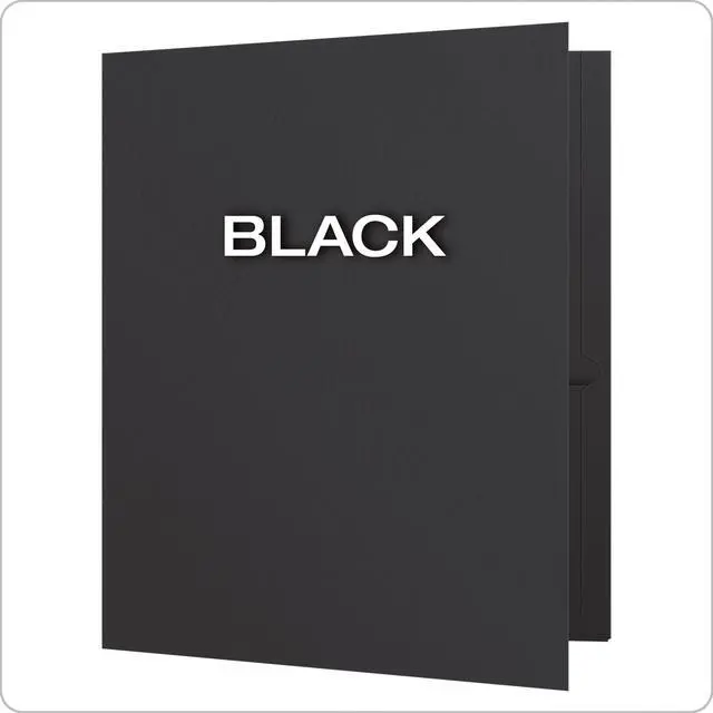 Alt view image 4 of 7 - Twin-Pocket Folders, Textured Paper, Letter Size, Black, Holds 100 Sheets, Box of 25 (57506EE), 8-1/2 x 11