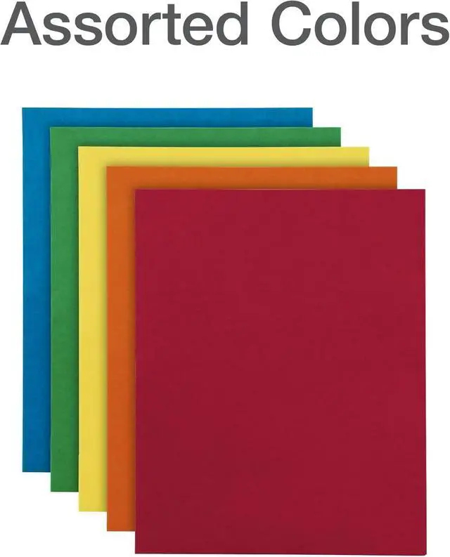 Alt view image 7 of 7 - Two Pocket Folders, Textured Paper, Assorted Colors (Blue, Red, Yellow, Orange, Green), For School, Home, and Office, Letter Size, 25 Per Box (57513EE)