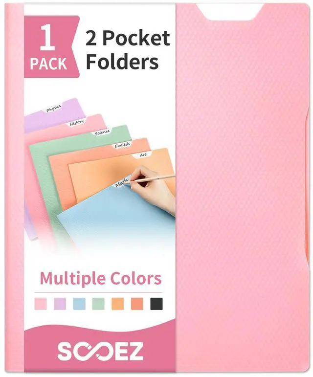 Main image of 1 Pack Plastic Folder, 2-Pocket Folder with Writable Category Label