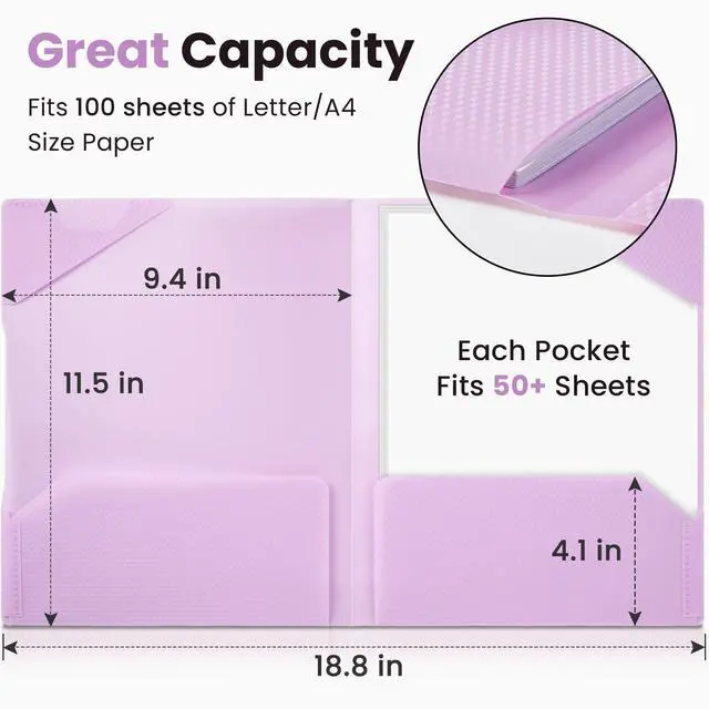Alt view image 3 of 7 - 1 Pack Plastic Folder, 2-Pocket Folder with Writable Category Label