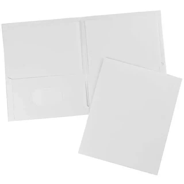 Alt view image 7 of 7 - Two Pocket Folders, Holds up to 40 Sheets, Business Card Slot, 25 White Folders (47991)
