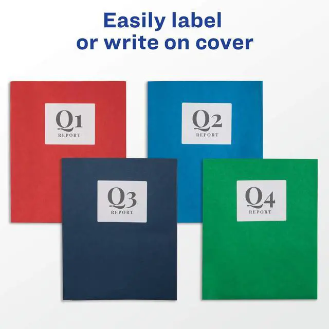 Alt view image 2 of 7 - Two Pocket Folders, Holds up to 40 Sheets, Business Card Slot, Ideal for Portfolios, Presentations and School, Dark Blue, Box of 25 (47985)