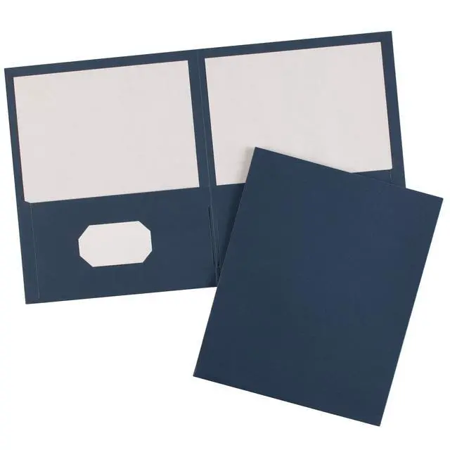Alt view image 7 of 7 - Two Pocket Folders, Holds up to 40 Sheets, Business Card Slot, Ideal for Portfolios, Presentations and School, Dark Blue, Box of 25 (47985)