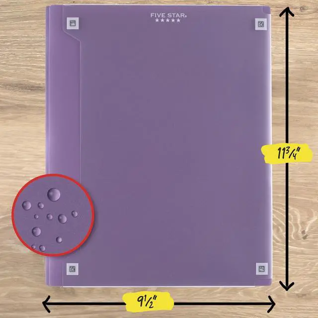 Alt view image 7 of 7 - 2-Pocket Folder + Study App, 4 Pack, Plastic Folder with Prong Fasteners and Customizable Clear Cover, Holds 8-1/2" x 11" Paper, White, Purple, Yellow, Blue (340220B-ECM)