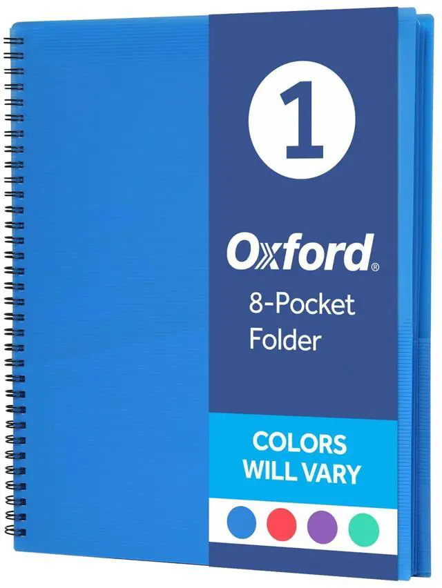 Main image of 8-Pocket Organizer, Letter Size Folder, Durable Translucent Poly, Wire Binding, Holds 200 Sheets, Assorted Colors (Red, Blue, Green and Purple), No Color Choice, 1 Per Pack (5740404)