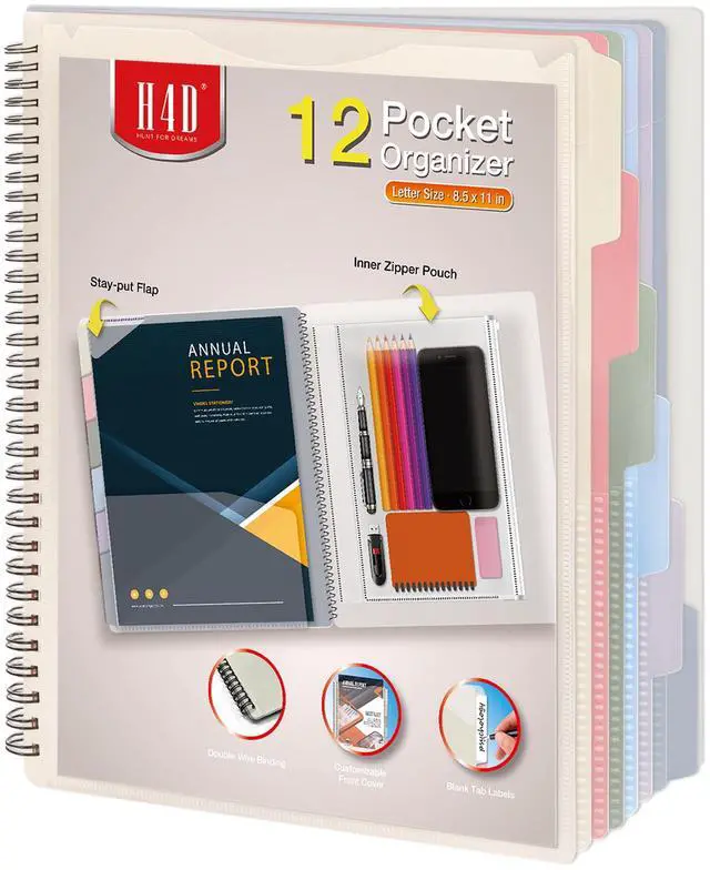 Main image of 12 Pocket Poly Project Organizer, Multi Pocket Folder, Pastel Colors