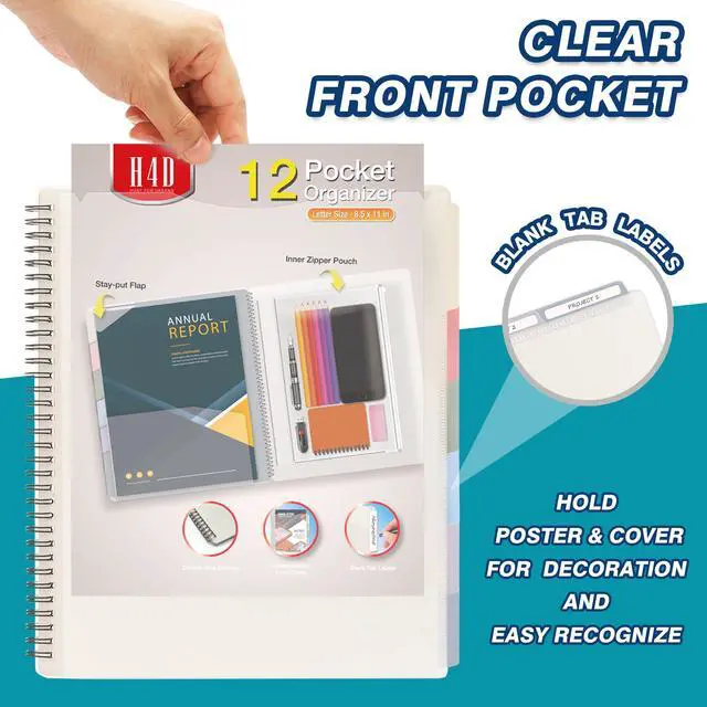 Alt view image 2 of 7 - 12 Pocket Poly Project Organizer, Multi Pocket Folder, Pastel Colors