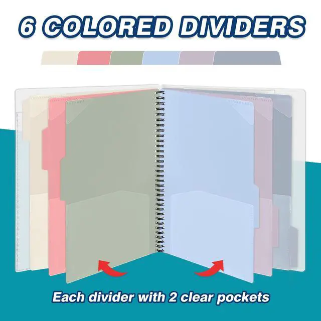 Alt view image 4 of 7 - 12 Pocket Poly Project Organizer, Multi Pocket Folder, Pastel Colors