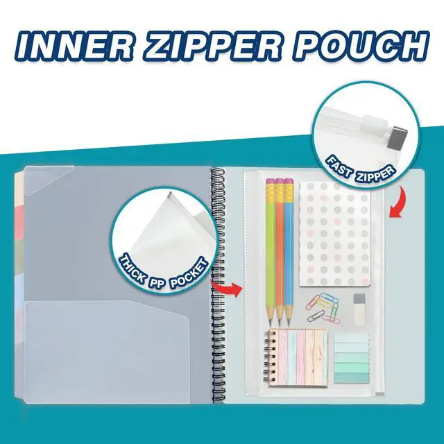 Alt view image 7 of 7 - 12 Pocket Poly Project Organizer, Multi Pocket Folder, Pastel Colors