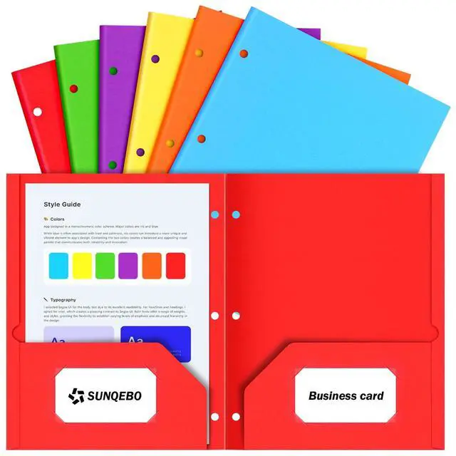 Main image of 2 Pocket Folders, 6 Pack Folders with Pockets, 3-Hole Punch, File Folders