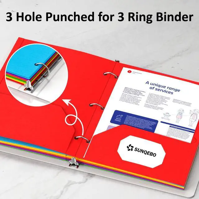 Alt view image 4 of 7 - 2 Pocket Folders, 6 Pack Folders with Pockets, 3-Hole Punch, File Folders