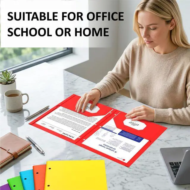 Alt view image 6 of 7 - 2 Pocket Folders, 6 Pack Folders with Pockets, 3-Hole Punch, File Folders