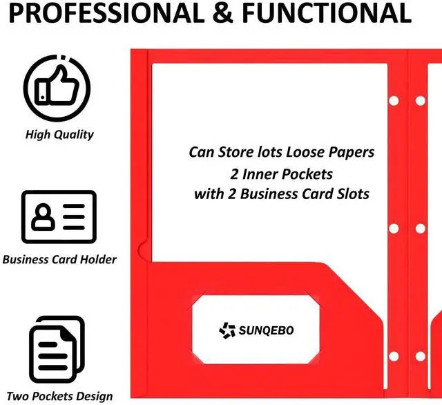 Alt view image 7 of 7 - 2 Pocket Folders, 6 Pack Folders with Pockets, 3-Hole Punch, File Folders
