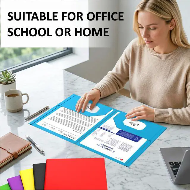 Alt view image 6 of 7 - 6 Pack Folders with Pockets, 2 Pocket Folder Colored File Folders, Assorted