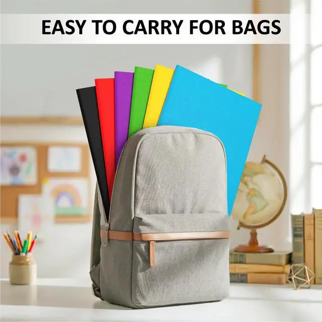 Alt view image 7 of 7 - 6 Pack Folders with Pockets, 2 Pocket Folder Colored File Folders, Assorted