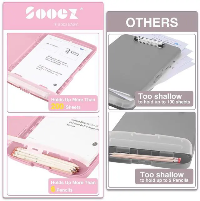 Alt view image 3 of 7 - Clipboards with Storage, High Capacity Clip Boards 8.5x11 with Storage, Heavy Duty Nursing Clipboard Folder, Plastic Clipboard with Pen Holder for Women Teachers Work, School & Office Supplies