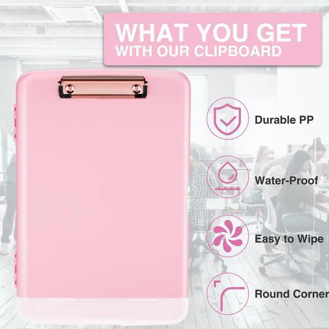 Alt view image 4 of 7 - Clipboards with Storage, High Capacity Clip Boards 8.5x11 with Storage, Heavy Duty Nursing Clipboard Folder, Plastic Clipboard with Pen Holder for Women Teachers Work, School & Office Supplies