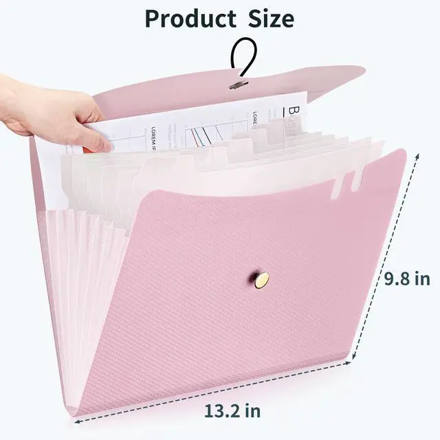 Alt view image 2 of 7 - 7 Pockets Expanding File Folder, A4 Accordion folders, Pink