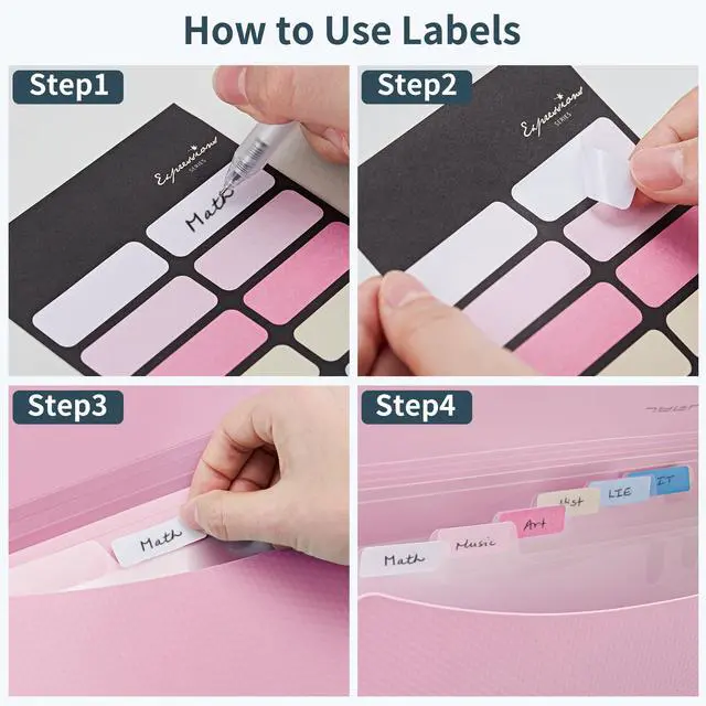 Alt view image 3 of 7 - 7 Pockets Expanding File Folder, A4 Accordion folders, Pink