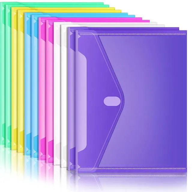 Main image of 12 Pack Plastic Envelopes File Folders, Plastic Filing Folders