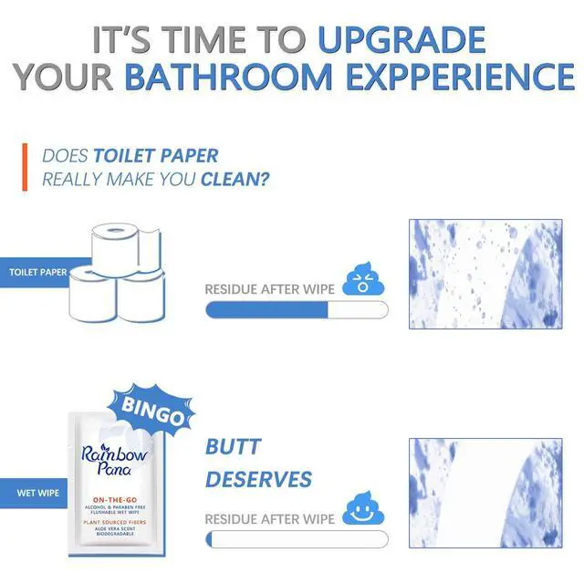 Alt view image 6 of 6 - Flushable Wipes - 120 Count, ON-THE-GO Individually Wrapped - Travel Butt Wipes for Men and Women, Family - Infused with Vitamin E and Natural Aloe, pH Balanced, Paraben/Fragrance/Alcohol Free,