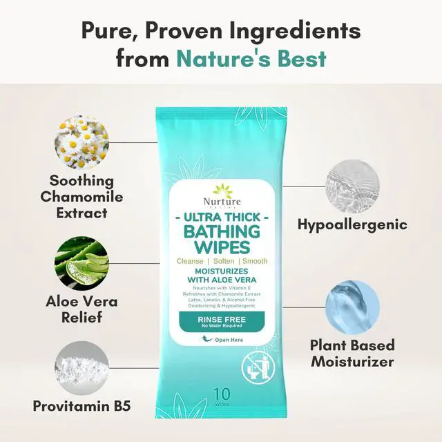 Alt view image 4 of 7 - Nurture XL Ultra Thick Body Wipes for Adults with Aloe No Rinse - 40 Pack