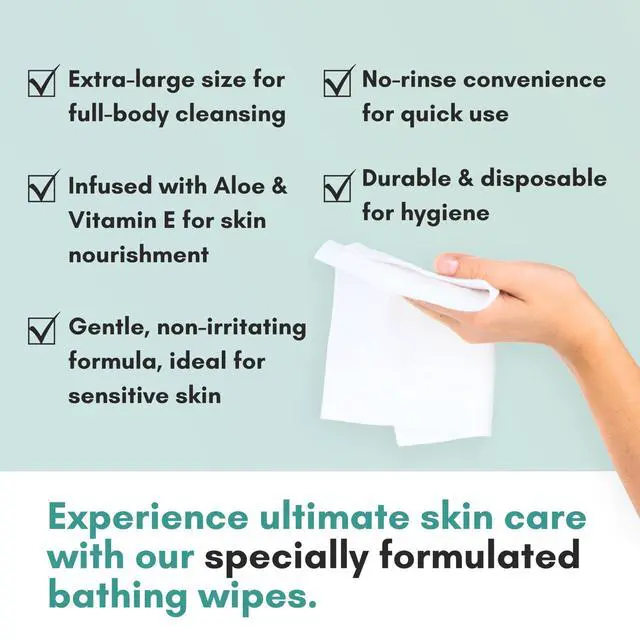 Alt view image 7 of 7 - Nurture XL Ultra Thick Body Wipes for Adults with Aloe No Rinse - 40 Pack