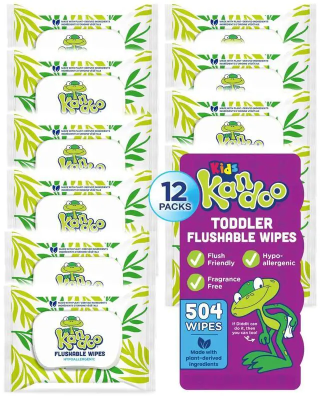 Main image of Flushable Wipes for Baby and Kids by , Sensitive and Unscented Formula, Hypoallergenic Potty Training Wet Cleansing Cloths, 42 Count, Pack of