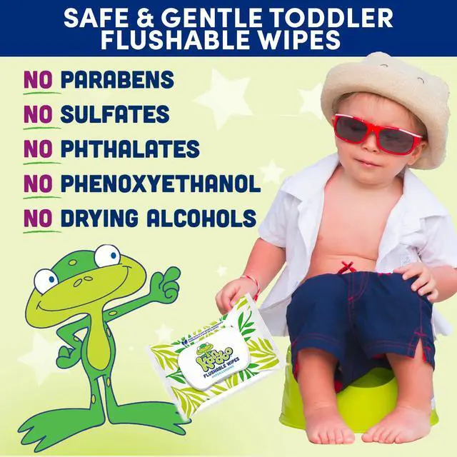 Alt view image 2 of 5 - Flushable Wipes for Baby and Kids by , Sensitive and Unscented Formula, Hypoallergenic Potty Training Wet Cleansing Cloths, 42 Count, Pack of