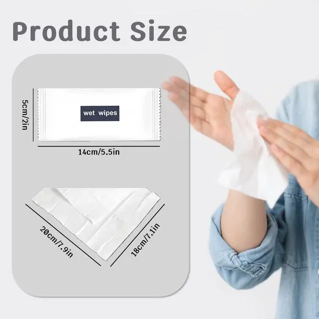 Alt view image 2 of 7 - 200 Pack Wet Wipes for Hands, Hand Wipes Individually Wrapped, Quick Hand Cleaning, Wet Wipes Travel Restaurant,Party Barbecue, Homeless Care Package