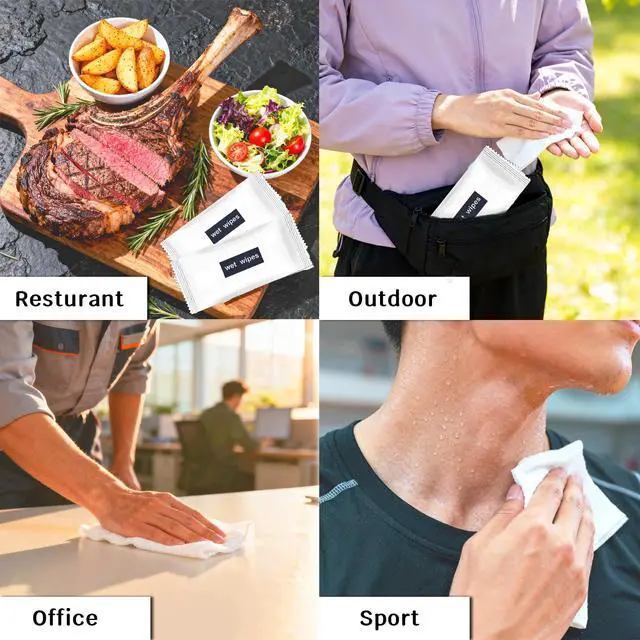 Alt view image 4 of 7 - 200 Pack Wet Wipes for Hands, Hand Wipes Individually Wrapped, Quick Hand Cleaning, Wet Wipes Travel Restaurant,Party Barbecue, Homeless Care Package